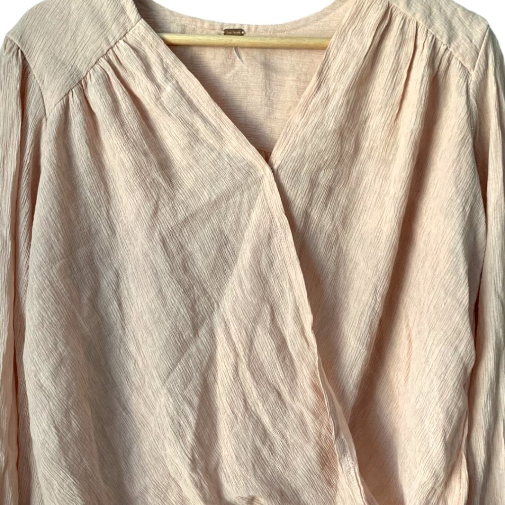 Free People Check on It Pink Nectar Pleated Wrap Top Medium - Picture 4 of 7